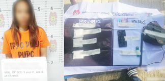 Alias “Kathlyn” from Pototan, Iloilo was apprehended in a drug buy-bust operation in Dueñas town on Sunday, April 6. Authorities seized approximately P1,088,000 worth of suspected shabu. IPPO PHOTOS