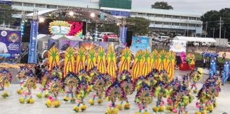 MassKara dancers from Barangay 35, Bacolod City perform during the 2024 MassKara Festival’s arena competition at Paglaum Sports Complex. MAE SINGUAY PHOTO