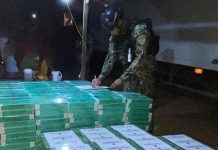 Officers of Police Region 10 seized over P1.38 million worth of smuggled cigarettes inside a white van truck on Wednesday night, April 23, in Gingoog City, Misamis Oriental. REG’L COMMUNITY AFFAIRS AND DEV’T DIVISION-PRO-10 PHOTO