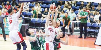 Barangay Ginebra San Miguel Kings’ Jeth Troy Rosario battles for a rebound. PBA PHOTO