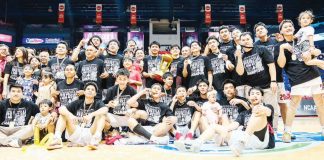 Members of University of Perpetual Help Junior Altas celebrate their championship. PHOTO COURTESY OF NCAA/GMA SPORTS