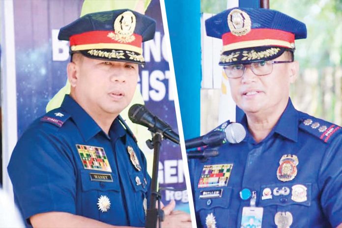 wanky-razalan Police Regional Office 6 director Brigadier General Jack Wanky (right) confirms Colonel Bayani Razalan's (right) relief as Iloilo Police Provincial Office director on Thursday, April 24, 2025.