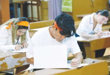 Voters shade their ballots at Legarda Elementary School in Sampaloc, Manila on May 12, 2025.  According to the European Union Election Observation Mission, voter engagement was strong nationwide. PNA