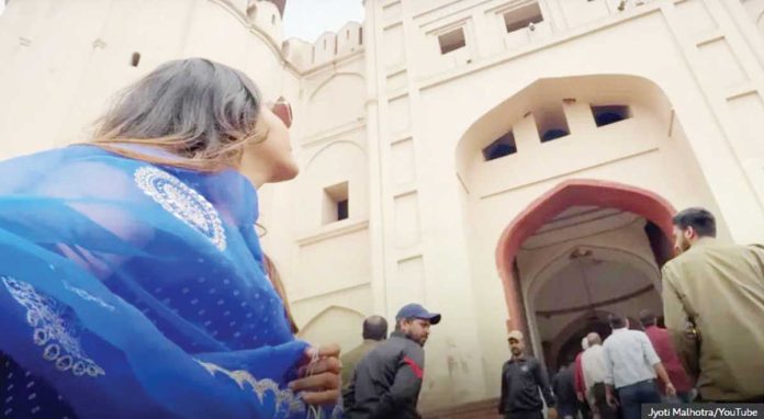 A YouTuber is seen outside a tourist place in Pakistan. JYOTI MALHOTRA/YOUTUBE