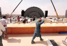 Migrant workers are seen at a construction site near Riyadh, Saudi Arabia. NURPHOTO/GETTY
