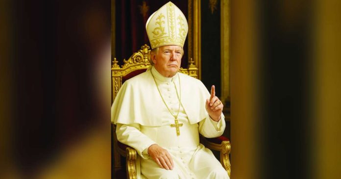 Trump 1_superimposed This is an AI-generated image of United State President Donald Trump as pope.