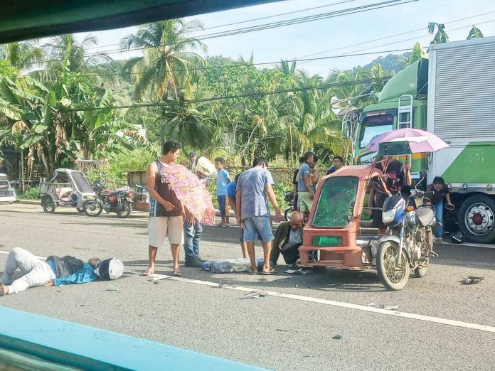 Several individuals were injured after a motorcycle and a tricycle collided in Barangay Lonoy, Roxas City on Friday morning, May 23, 2025. JIMBO BALLEJO PHOTO