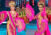 Krishnah Gravidez channels “Princess Gandingan” of the “Singkil” folk dance during her national costume performance for Miss World pageant. PHOTO COURTESY OF INQUIRER