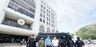 Iloilo City Police Office director Colonel Kim Legada (third from left) receives an armored for the Special Weapons and Tactics (SWAT) unit from Mayor Jerry Treñas during a recent turnover ceremony. He said the sophisticated features of the SWAT van boost their capability. ILOILO CITY HALL PHOTO