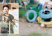 Dr. Maria Socorro Colmenares-Quiñon (inset), chief of the Iloilo Provincial Health Office, says community cooperation is still the strongest weapon against dengue. Photo shows barangay health workers of Anilao town getting rid of possible breeding sites of mosquitoes such as old tires during the “Limpyo Iloilo, Kada Lunes nga Lihok Kontra Lamok” on April 12, 2025. BARANGAY HEALTH WORKERS ANILAO/FB PHOTO