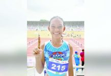 Eda Mae Arceo of Carles Central Elementary School takes the gold in the Palarong Pambansa 2025 elementary girls 400-meter hurdles to add to her earlier gold medal in the 100-meter hurdles. PHOTO COURTESY OF RAY CABARLES
