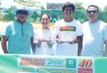 Kathryn Bugna (second from left) flashes a proud smile after pulling off another impressive three-title sweep in Aklan. Joining her are (from left) coach Ronald Martin, boys’ MVP Rizzjun Labindao and Dr. Rizzel Labindao. CONTRIBUTED PHOTO