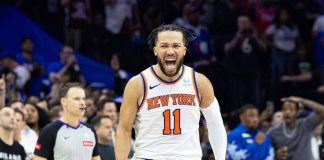 Jalen Brunson reacts after converting a game-winner for the New York Knicks. USA TODAY PHOTO
