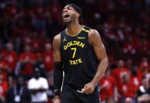 Buddy Hield screams after leading Golden State Warriors to a Game 7 win over Houston Rockets. AP