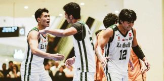De La Salle University Green Archers celebrate their three-peat in UAAP men's 3x3 basketball. DLSU SPORTS