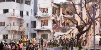 Missiles launched from Iran damaged these buildings in Tel Aviv, the capital of Israel. REUTERS