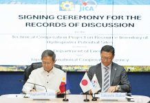 DOE, JICA partner for technical cooperation project on clean energy Energy Secretary Raphael Lotilla (left) and Japan International Cooperation Agency chief representative Baba Takashi sign the Records of Discussion for the Project on Resource Inventory of Hydropower Potential Sites on June 9, 2025. The initiative aims to identify and assess viable large-scale hydropower sites across the country. DOE PHOTO