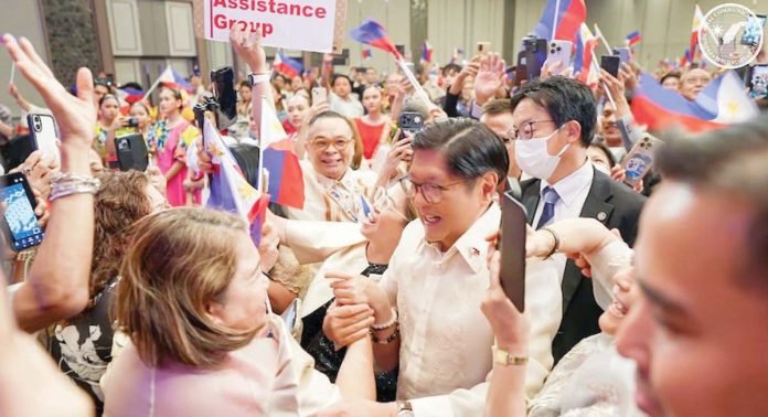 Marcos_secures_copy_resized President Ferdinand Marcos Jr. meets the Filipino community in Osaka, Japan and urges them to take an active role in building a stronger and more united Philippines. He underscores the vital contributions of OFWs in national development. PCO