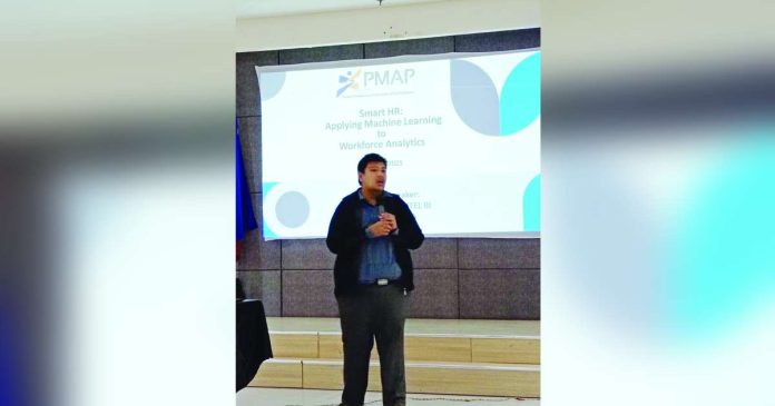 PMAP negros meeting copy_superimposed Nicasio A. Pimentel III, psychology faculty member at the University of Antique, presents 'Smart HR: Applying Machine Learning to Workforce Analytics' during the People Management Association of the Philippines – Negros Chapter’s 62nd General Membership Meeting and Induction of Officers in Bacolod City, on June 25.