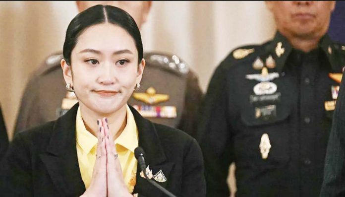 Thailand_resized Thai Prime Minister Paetongtarn Shinawatra gestures at a press conference. Her coalition is now left with a slim majority in parliament. GETTY IMAGES