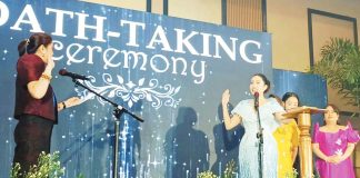 Iloilo’s Vice Gov. Nathalie Ann Debuque takes her oath of office before Budge Secretary Aminah Pangandaman at Grand Xing Imperial Hotel in Iloilo City on June 30, 2025. AJ PALCULLO/PN