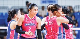 Alyssa Valdez finished with nine markers in Creamline Cool Smashers’ win over Capital1 Solar Energy Solar Spikers. PVL PHOTO