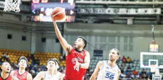 Barangay Ginebra San Miguel Kings' Rhon Jay Abarrientos scoops for a layup. PBA PHOTO