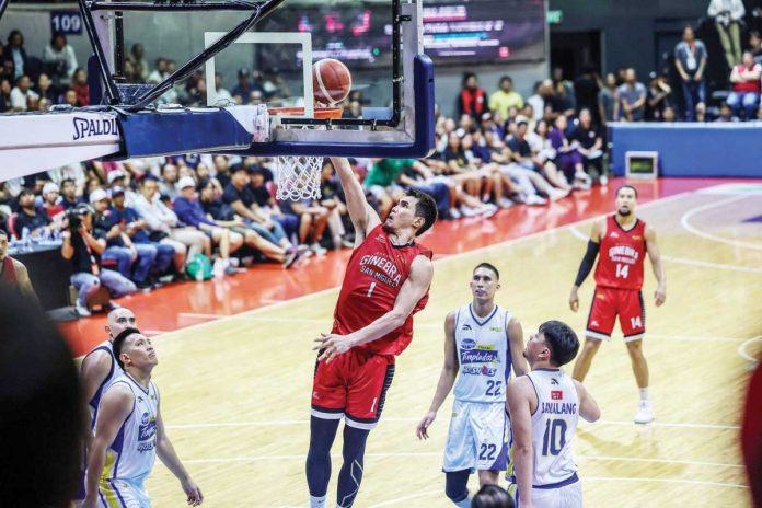 Barangay Ginebra San Miguel Kings’ Jeth Troy Rosario soars for a layup. PBA PHOTO