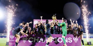 Kaya FC-Iloilo celebrates its PFF Women’s League title conquest. PFF WOMEN'S LEAGUE PHOTO