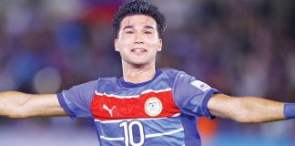 Bjørn Kristensen completed a brace to help the Philippine national men’s football team force a 2-2 draw against Tajikistan. PFF PHOTO