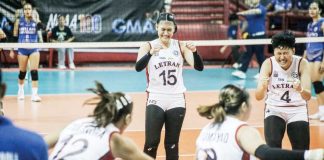 Members of Colegio de San Juan de Letran Lady Knights rejoices after making a return trip to NCAA Finals. NCAA/GMA SPORTS PHOTO