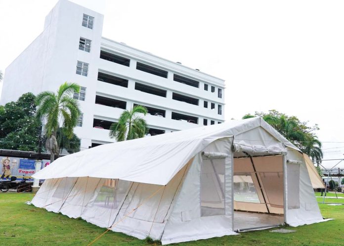 tent-classrooms The Iloilo Provincial Government, led by Gov. Arthur Defensor Jr., turns over 21 customized tent-type makeshift classrooms to disaster-affected and remote public schools during its flag-raising ceremony on June 23, 2025. BALITA HALIN SA KAPITOLYO PHOTO