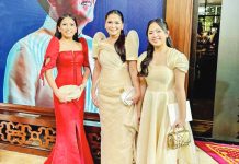 Iloilo City Lone District Rep. Julienne “Jam” Baronda (center) attended the 2025 State of the Address wearing a simple abaca gown. She was joined by her sister, Vice Mayor Lady Julie Grace “Love” Baronda (left), and daughter, Jelana Dee Baronda Uy (right).