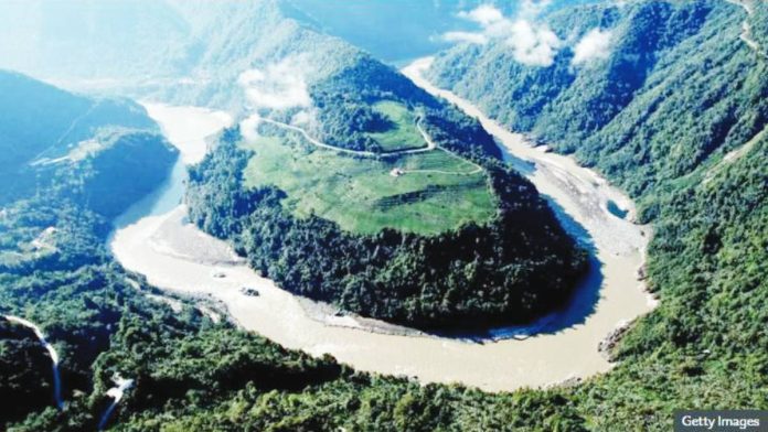 China copy The Yarlung Tsangpo river courses through the Tibetan plateau. GETTY IMAGES