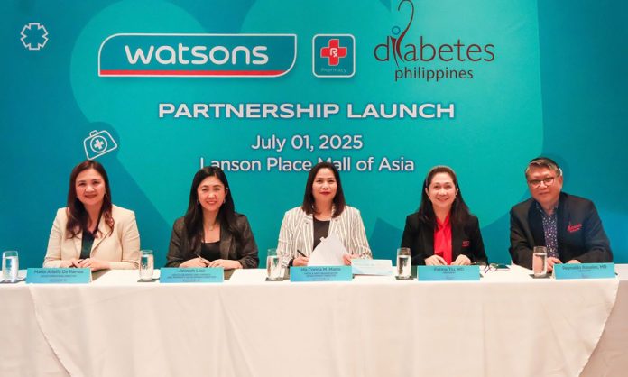 Watsons Philippines and the Diabetes Philippines Inc. executives pose for a photo following the ceremonial signing of the partnership agreement aimed at advancing diabetes awareness and health access across the country. From left to right: Watsons Ph Director for Sales OperationMaria Adelfa De Ramos;Watsons Ph Director for Health Business Unit, Finance, and Property Development Joweeh Liao, Watsons Ph Director for People and Organization Development Ma Corina Marte; Diabetes Philippines Inc. President Dr. Fatma I. Tiu, and Diabetes Philippines Inc. Treasurer Dr. Reynaldo Rosales.