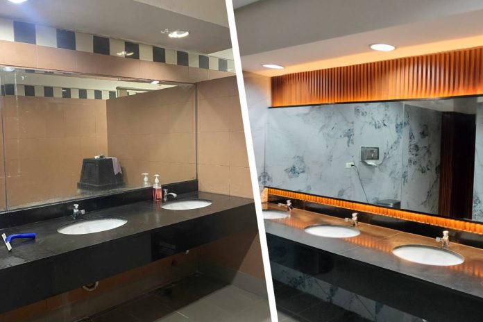 comfort-room-bacolod Left photo shows the old restroom at the Bacolod City Government Center and right photo shows the newly renovated restroom. MAE SINGUAY/PN