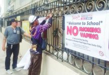 SMOKE AND LIES: Deceptive marketing targets Iloilo youth; Vapes disguised as ballpens, necklaces Personnel install an anti-smoking and anti-vaping tarpaulin outside a school in Iloilo City as part of the city’s intensified awareness campaign. Since 2023, the Iloilo City Government has been enforcing a smoke- and vape-free policy, particularly near school campuses, to protect the youth from the dangers of nicotine addiction.