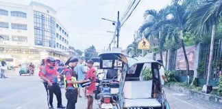 Traffic enforcers of the Iloilo City Transport and Traffic Management Office conduct an anti-colorum operation along R. Mapa Street in Mandurriao district on June 29, 2025 as part of the intensified enforcement of the city's Tricycle Route Plan. TTMO PHOTO