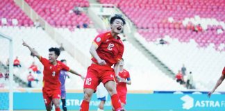 Vietnam celebrates after scoring a goal against the Philippines in the 2025 ASEAN U-23 Mandiri Cup. PHOTO COURTESY OF ASEAN UNITED FC