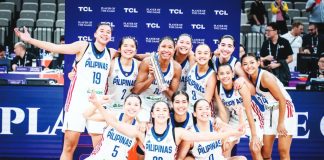 Gilas Pilipinas Women celebrate their win against Lebanon in the 2025 FIBA Women's Asia Cup. FIBA PHOTO
