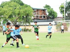 Young Ilonggo football players in action during a recent local tournament. They are trained mostly by coaches of their local government units or Department of Education. PHOTO BY RAY CABARLES