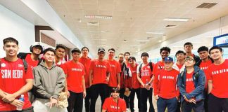 San Beda University Red Lions arrived in Iloilo City on Friday ahead of their exhibition game against Ateneo de Manila University Blue Eagles this weekend at the City of Passi Arena in Passi City, Iloilo. PHOTO COURTESY OF GAMETIME SPORTS