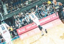 Gilas Pilipinas’ Justin Brownlee gestures after hitting a three-pointer. SBP PHOTO