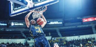 TNT Tropang 5G’s Brandon Ganuelas-Rosser soars for a two-handed dunk. PBA PHOTO