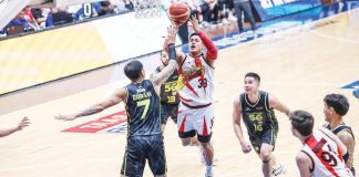Ilonggo Jericho Cruz of San Miguel Beermen goes for a basket against the defense of TNT Tropang 5G’s John Paul Erram. PBA PHOTO