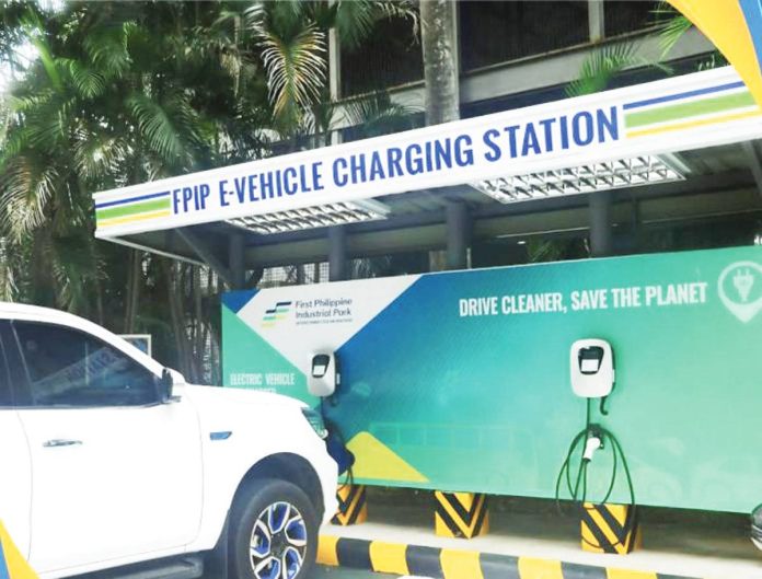 The Department of Energy says there are so far nearly 1,100 charging stations across the country. Photo shows an electric vehicle charging station in Sto. Tomas, Batangas. PHOTO COURTESY OF PARKNCHARGE/FACEBOOK