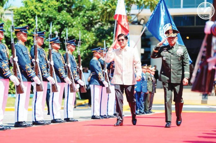 President Ferdinand “Bongbong” Marcos Jr. receives departure honors at Villamor Air Base on August 4, 2025, as he embarks on a five-day state visit to India aimed at boosting cooperation in healthcare, trade, and strategic partnerships. PCO