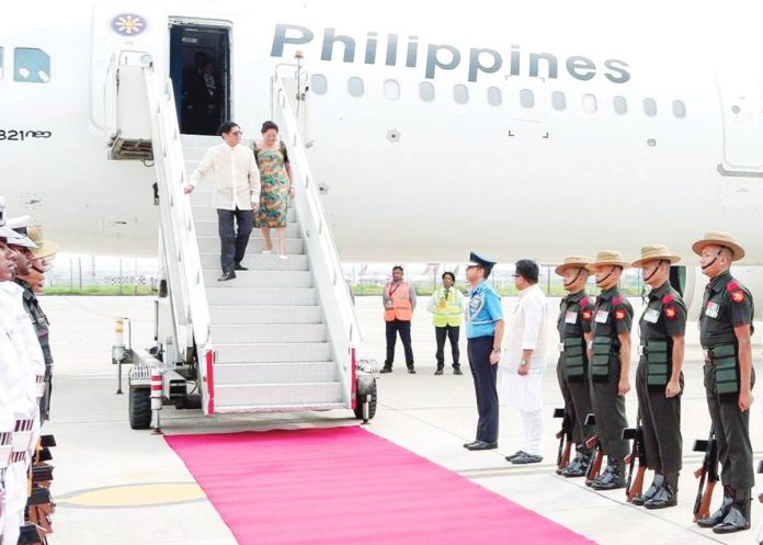 President Ferdinand R. Marcos Jr. and First Lady Liza Araneta-Marcos arrive in New Delhi in this Aug. 4, 2025 photo of the start of their five-day State Visit to the Republic of India. PCO