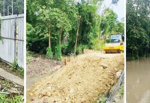 CAUSE OF FLOODING? Photos show heavy equipment from the contractor engaged by the Department of Public Works and Highways–Iloilo City District Engineering Office (ICDEO) for a bike lane/flood control project dumping soil into a portion of Buntatala Creek — a move that visibly narrowed the waterway and, instead of controlling floods, worsened inundation in several parts of Jaro district. In a quadcom meeting on Monday, the City Council said the aggravated flooding and damage from the recent typhoon are clear proof that unregulated constructions have made the city and its residents more vulnerable to disaster.