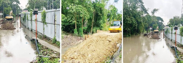 flooding (1) CAUSE OF FLOODING? Photos show heavy equipment from the contractor engaged by the Department of Public Works and Highways–Iloilo City District Engineering Office (ICDEO) for a bike lane/flood control project dumping soil into a portion of Buntatala Creek — a move that visibly narrowed the waterway and, instead of controlling floods, worsened inundation in several parts of Jaro district. In a quadcom meeting on Monday, the City Council said the aggravated flooding and damage from the recent typhoon are clear proof that unregulated constructions have made the city and its residents more vulnerable to disaster.